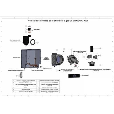 Vue éclatée de la chaudière gaz CX
